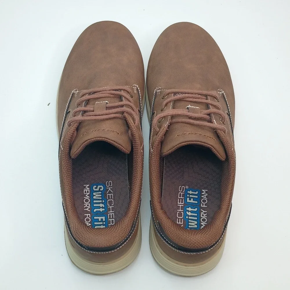Skechers Swift Fit Hands Free Slip-ins Men Size 10 Brown Synthetic Leather